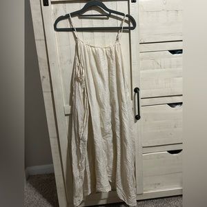 Magnolia Pearl White Cotton Layering Slip Dress with POCKETS